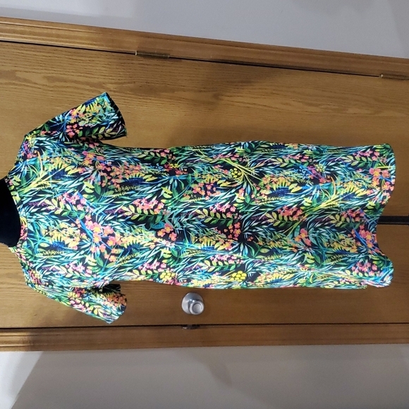 Zara Trafalgac tropical floral pattern sort sleeve multicolored dress - Picture 1 of 8